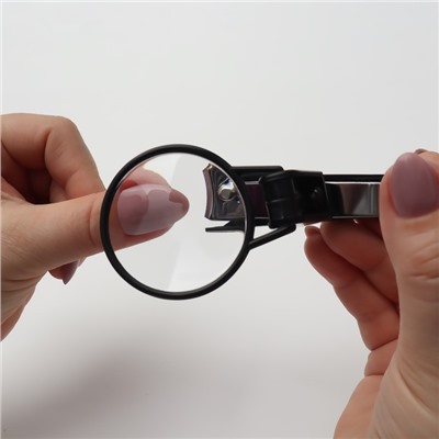 Кусачки книпсер маникюрные, на магните, с лупой, 9 см, пакет zip lock, чёрные, серебристые