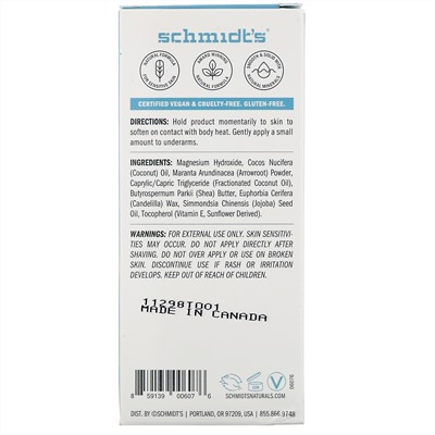 Schmidt's, Натуральный дезодорант, для чувствительной кожи, без отдушек, 92 г (3,25 унции)