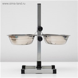 Подставка с мисками, 2×700 мл, высота 40 см, разборная с верхним фиксатором, хром