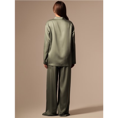 Пижама женская (рубашка, брюки) SL HOME Tensel Home, размер 52-54, зелёная