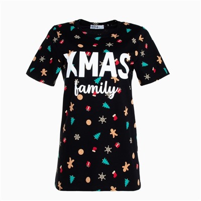 Футболка женская KAFTAN «Xmas family» размер 44-46, черный