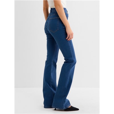 Джинсы женские клёш со стрелкой MINAKU: Jeans Collection, размер 40, синие