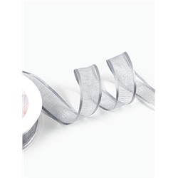 Лента декоративная, капроновая/атласная, 20 мм, 18±1 м, цвет серебряный