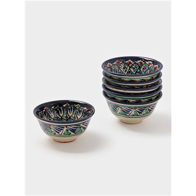 Набор больших пиал Риштанская керамика «Узоры», 6 шт.,11 см, синие