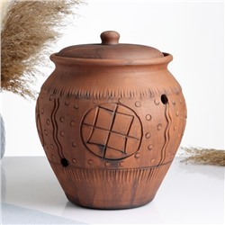 Банка для хранения лука Кунгурская керамика «Орнамент», 5 л, с отверстиями для вентиляции, молочение, коричневая