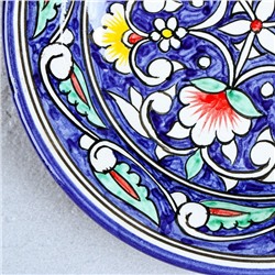 Тарелка узбекская Риштанская Керамика «Цветы», d=17 см, синяя