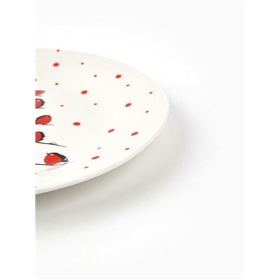 Тарелка плоская новогодняя «Снегири», d=20 см