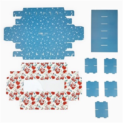 Коробка складная под 12 конфет новогодняя «Рябина», 3.5×10.5×26.5 см