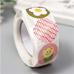 Наклейка бумага «Цветочки», d=2.5 см, 500 шт. в рулоне, 3×6.5×6.5 см