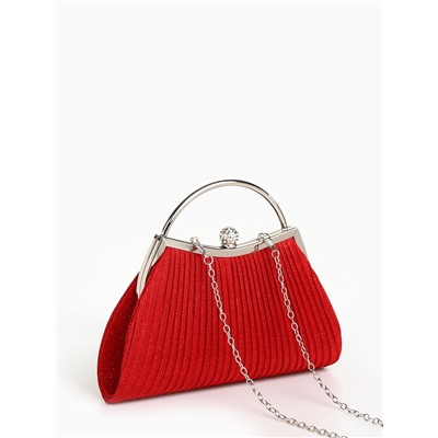 Сумка-клатч женская вечерняя на фермуаре, с металлической ручкой, красная