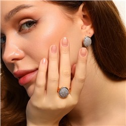 Комплект ювелирной бижутерии коллекция "Дубай" серьги и кольцо 17 р, покрытие позолота, вставка: фианиты, цвет: прозрачный, арт.213.529-17