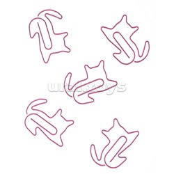 Скрепки фигурные кошка L45 мм 12 шт., пластик. коробка, европодвес, розовые