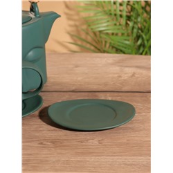 Набор для чаепития «Зелёный глаз», чайник, 2 чайные пары, керамика