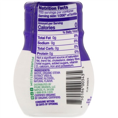 Pyure, Organic Liquid Stevia Extract, Simply Sweet, 1.8 fl oz (53 ml)