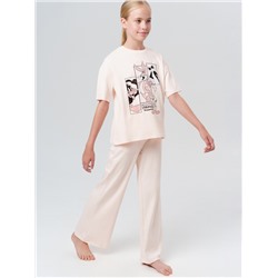 Комплект трикотажный для девочек: фуфайка (футболка), брюки