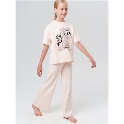 Комплект трикотажный для девочек: фуфайка (футболка), брюки