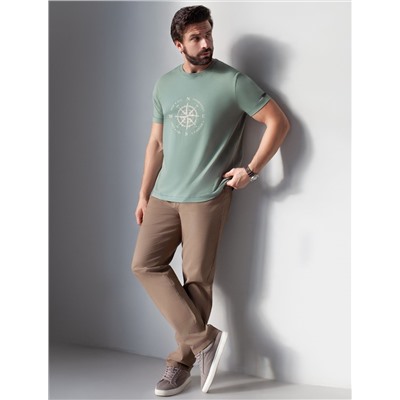 Футболка полуприлегающего кроя с принтом из премиального хлопка