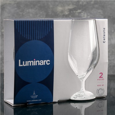 Пивные бокалы Luminarc Celeste, 450 мл, набор 2 шт., стекло, прозрачные