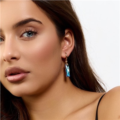 Серьги с камнем под Swarovski ювелирная бижутерия коллекция "Дубай", покрытие позолота, цвет: розовый с голубым, арт.414.377