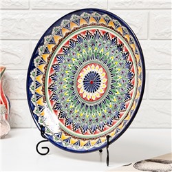 Ляган узбекский Риштанская керамика «Узоры» для плова, 31 см, разноцветный