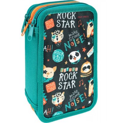 Пенал 6-ти ств. 190х115 мм "ЗВЕРУШКИ РОКЕРЫ" печать на ткани ПН-3017 Проф-Пресс