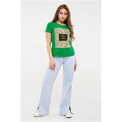 Футболка с леопардовым принтом ЛЕОWSP (Зеленый)
