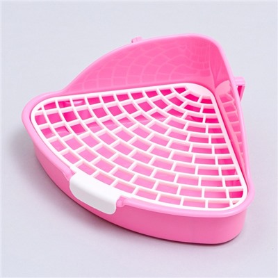 Туалет угловой для кроликов и хорьков «Пижон», 24×18×11 см, розовый