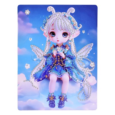 Мозаика алмазная "Девочка-бабочка" 15*20см