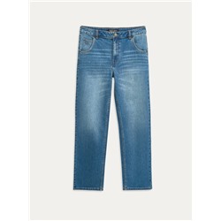 Актуальная коллекция CONTE CON-812 Синие джинсы straight с эффектом потёртостей