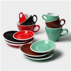 Кофейная пара Magistro Coffee time, чашка 80 мл, блюдце d=12.5 см, фарфор, коричневая