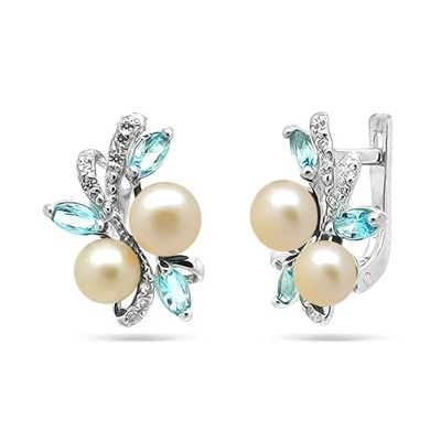 Серьги из серебра жемчуг, С1336рг