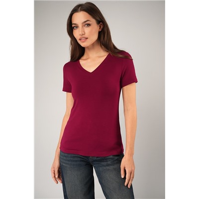 Женская футболка из вискозы с V-вырезом Happyfox