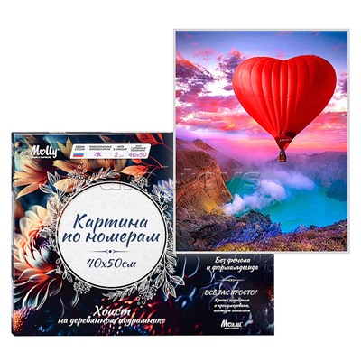 Картина по номерам 40х50 "Полёт на воздушном шаре" (32 цвета)