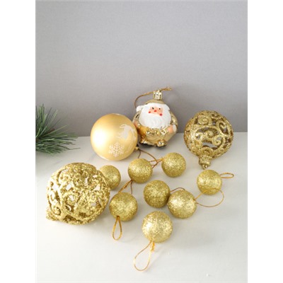 Новогоднее украшение Шары 18 штук 24х6 см / WF-207 /уп 80/золото