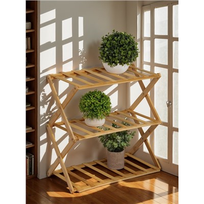 Подставка для цветов Greengo, 3 полки, 50×25×46 см, напольная, бамбук