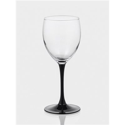 Бокалы для вина Luminarc Domino, 350 мл, набор 6 шт., стекло, прозрачные, чёрная ножка