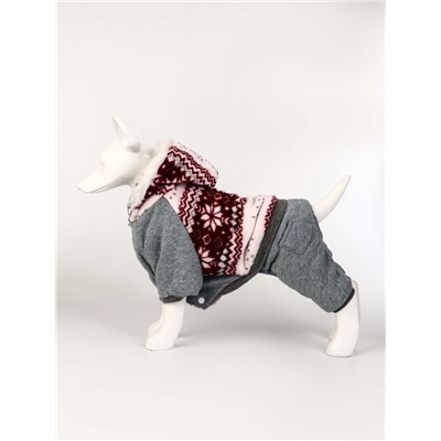 Комбинезон «Лапландия», с подкладом, размер S, ДС 25, ОГ 35, ОШ 25 см, серый, бордовый