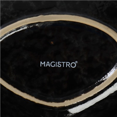 Менажница 3 ячейки Magistro «Ночной дождь», 20.5×3 см, фарфор, чёрная