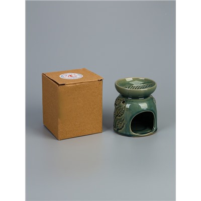 УЦЕНКА Аромалампа для эфирных масел керамика «Листья», морская лагуна, 9.5×9.5×10.8 см