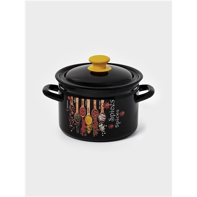 Кастрюля эмалированная «Карри», 3 л, d=19.2 см, цилиндрическая, чёрная