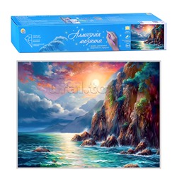 Алмазная мозаика квадратная 30x40 " Скалы в лунном свете" без подр., с полн.зап. (класс.) (30цв)