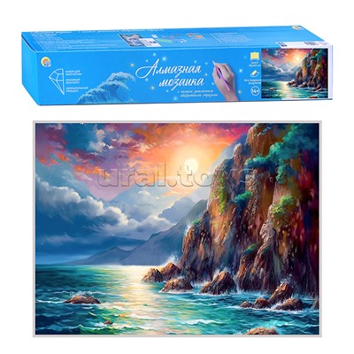 Алмазная мозаика квадратная 30x40 " Скалы в лунном свете" без подр., с полн.зап. (класс.) (30цв)