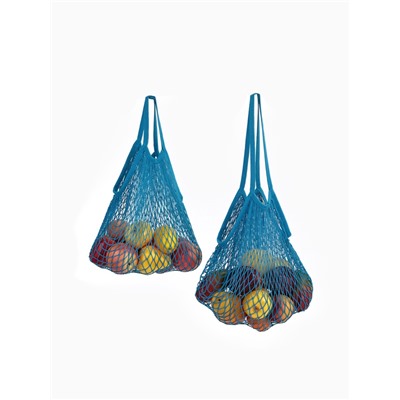 Набор 2 шт.: сумка-авоська плетёная, клетка 1.5 см, синяя