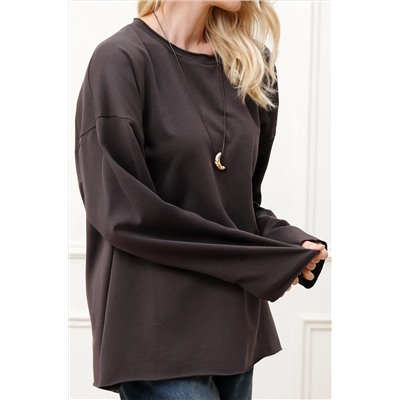 Женский лонгслив оверсайз из футера двухнитки Happyfox