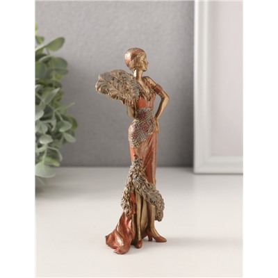 Фигурка полистоун «Леди в платье 20-30-х годов со страусиным веером», 6.5×4×15 см