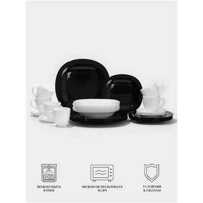 Сервиз столовый Luminarc Carine White&Black, 30 предметов, стеклокерамика, белый, чёрный