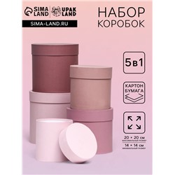 Набор круглых подарочных коробок 5 в 1 «Кофе с молоком», 20×20 ‒ 14×14 см