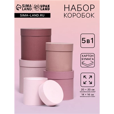 Набор круглых подарочных коробок 5 в 1 «Кофе с молоком», 20×20 ‒ 14×14 см