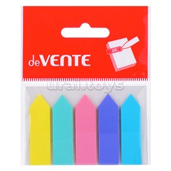 Набор самоклеящихся этикеток-закладок "Pastel" пластиковые полупрозрачные в форме стрелки 45x12 мм, 5x25 листов, 5 пастельных цветов, в пластиковом пакете с европодвесом