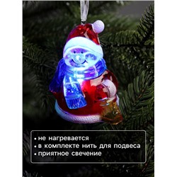Ёлочная игрушка «Снеговик», 8 см, от батареек, свечение мульти (RGB)